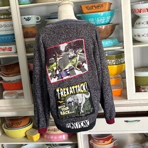 Punx Picnic T-Rex Attack Dinosaur Cardigan Sweater - Size Medium